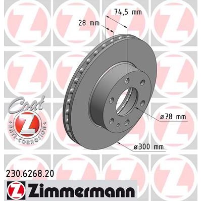 Слика на кочионен диск ZIMMERMANN COAT Z 230.6268.20 за камион Iveco Daily Box 2006 29L12 V, 29L12 V/P - 116 коњи дизел