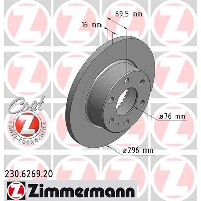 Слика на кочионен диск ZIMMERMANN COAT Z 230.6269.20 за камион Iveco Daily 2006 Platform 35C11, 35S11, 35S11 D, 35S11 /P - 106 коњи дизел