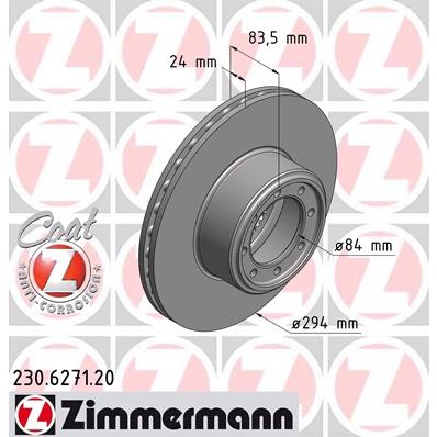 Слика на кочионен диск ZIMMERMANN COAT Z 230.6271.20 за камион Iveco Daily 2006 Platform 35C11, 35S11, 35S11 D, 35S11 /P - 106 коњи дизел