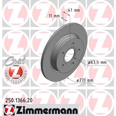 Слика на кочионен диск ZIMMERMANN COAT Z 250.1366.20 за Ford Focus 3 Turnier 2.0 TDCi - 163 коњи дизел