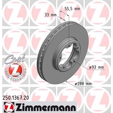 Слика на кочионен диск ZIMMERMANN COAT Z 250.1367.20 за Ford Transit Custom Box 2.2 TDCi - 100 коњи дизел