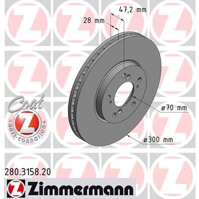 Слика на Кочионен диск ZIMMERMANN COAT Z 280.3158.20