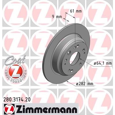 Слика на Кочионен диск ZIMMERMANN COAT Z 280.3174.20