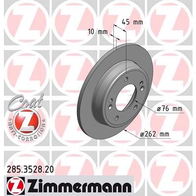 Слика на кочионен диск ZIMMERMANN COAT Z 285.3528.20 за Kia Pro Cee\'d (JD) 1.4 MPi - 101 коњи бензин