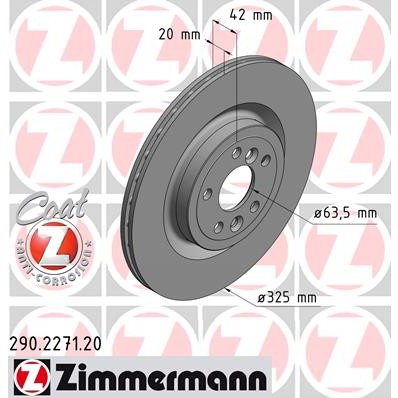 Слика на кочионен диск ZIMMERMANN COAT Z 290.2271.20 за Jaguar XE (x760) 2.0 - 250 коњи бензин