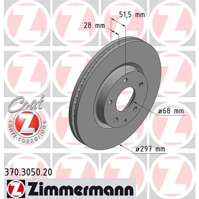 Слика на кочионен диск ZIMMERMANN COAT Z 370.3050.20 за Mazda CX-5 (KE, GH) 2.0 AWD - 160 коњи бензин