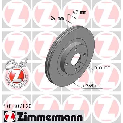 Слика на кочионен диск ZIMMERMANN COAT Z 370.3071.20 за Mazda 323 F (BJ) 1.6 - 98 коњи бензин