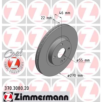 Слика на кочионен диск ZIMMERMANN COAT Z 370.3080.20 за Mazda MX-5 (NB) 1.6 16V - 110 коњи бензин