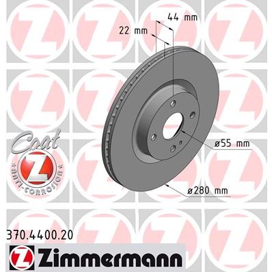 Слика на кочионен диск ZIMMERMANN COAT Z 370.4400.20 за Mazda MX-5 (ND) 2.0 - 160 коњи бензин