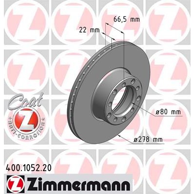 Слика на Кочионен диск ZIMMERMANN COAT Z 400.1052.20