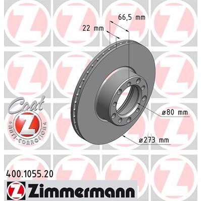 Слика на Кочионен диск ZIMMERMANN COAT Z 400.1055.20