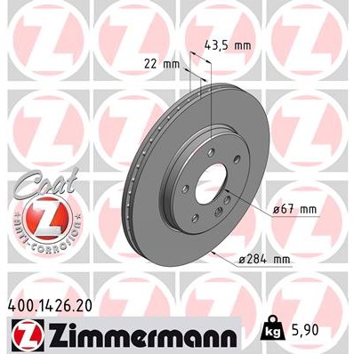 Слика на Кочионен диск ZIMMERMANN COAT Z 400.1426.20