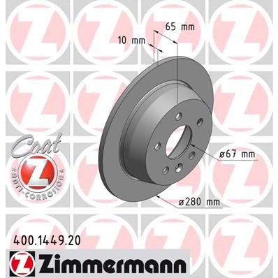 Слика на кочионен диск ZIMMERMANN COAT Z 400.1449.20 за Mercedes Vito BOX (638) 113 (638.014, 638.094) - 129 коњи бензин