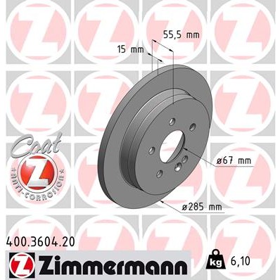 Слика на Кочионен диск ZIMMERMANN COAT Z 400.3604.20