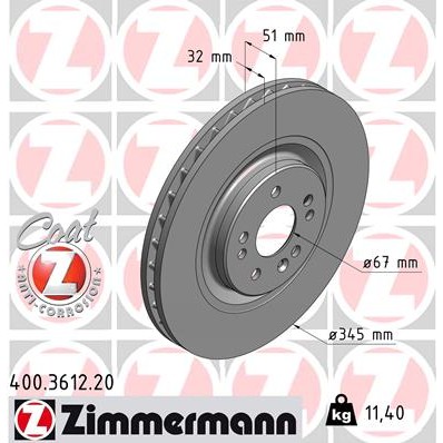 Слика на Кочионен диск ZIMMERMANN COAT Z 400.3612.20