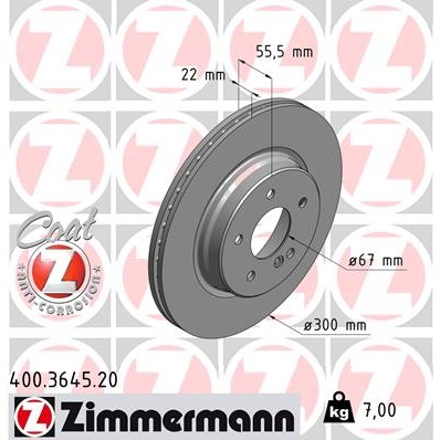 Слика на кочионен диск ZIMMERMANN COAT Z 400.3645.20 за Mercedes C-class Sports Coupe (CL203) C 32 AMG Kompressor (203.765) - 354 коњи бензин