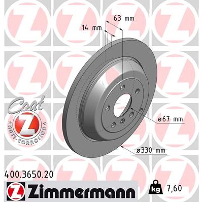 Слика на Кочионен диск ZIMMERMANN COAT Z 400.3650.20