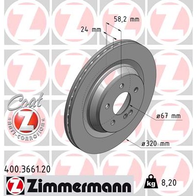 Слика на кочионен диск ZIMMERMANN COAT Z 400.3661.20 за Mercedes S-class Saloon (w221) S 350 CGI (221.057, 221.157) - 306 коњи бензин