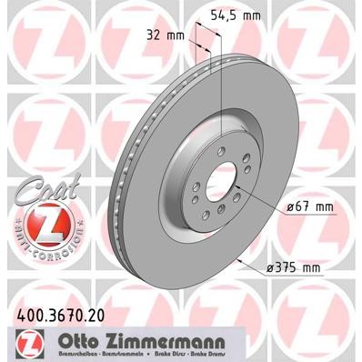 Слика на Кочионен диск ZIMMERMANN COAT Z 400.3670.20