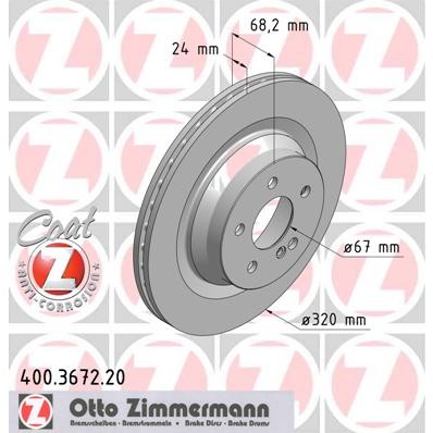 Слика на кочионен диск ZIMMERMANN COAT Z 400.3672.20 за Mercedes E-class Estate (s212) E 300 4-matic (212.280) - 252 коњи бензин