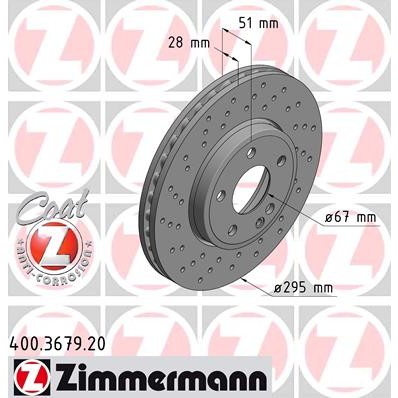 Слика на кочионен диск ZIMMERMANN COAT Z 400.3679.20 за Mercedes A-Class (w176) A 220 CDI (176.003) - 170 коњи дизел