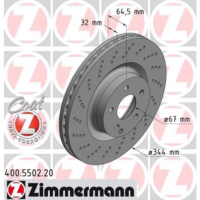 Слика на кочионен диск ZIMMERMANN COAT Z 400.5502.20 за Mercedes E-class Coupe (c207) E 500 (207.372) - 388 коњи бензин