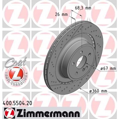 Слика на кочионен диск ZIMMERMANN COAT Z 400.5504.20 за Mercedes CLS (x218) CLS 63 AMG 4-matic (218.976) - 585 коњи бензин