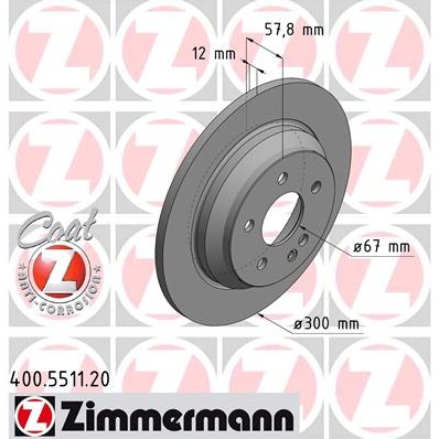 Слика на кочионен диск ZIMMERMANN COAT Z 400.5511.20 за Mercedes Vito Tourer (w447) 111 CDI (447.701, 447.703, 447.705) - 114 коњи дизел