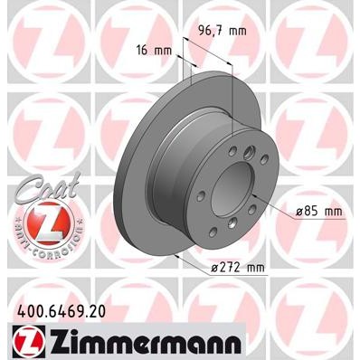 Слика на кочионен диск ZIMMERMANN COAT Z 400.6469.20 за Mercedes Sprinter 3-t Platform (903) 311 CDI - 109 коњи дизел