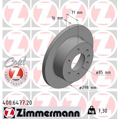 Слика на кочионен диск ZIMMERMANN COAT Z 400.6477.20 за Mercedes Sprinter 3-t Platform (906) 213 CDI (906.111, 906.113, 906.211, 906.213) - 129 коњи дизел