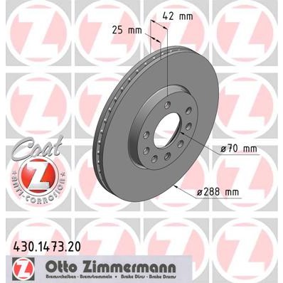 Слика на кочионен диск ZIMMERMANN COAT Z 430.1473.20 за Opel Vectra B Estate 2.0 i 16V - 136 коњи бензин