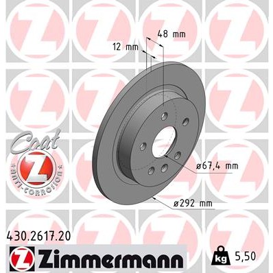 Слика на кочионен диск ZIMMERMANN COAT Z 430.2617.20 за Opel Insignia Hatchback 1.4 - 140 коњи бензин
