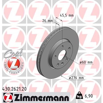 Слика на кочионен диск ZIMMERMANN COAT Z 430.2621.20 за Opel Astra GTC 1.6 - 180 коњи бензин