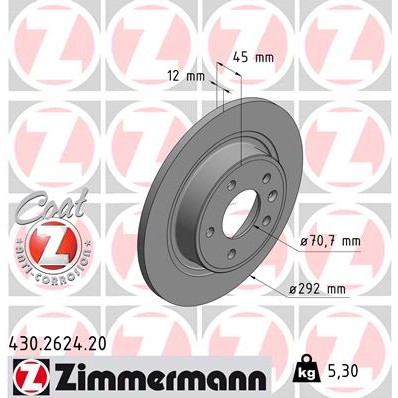 Слика на кочионен диск ZIMMERMANN COAT Z 430.2624.20 за Opel Astra GTC 1.6 - 180 коњи бензин