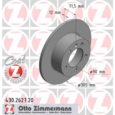 Слика на кочионен диск ZIMMERMANN COAT Z 430.2627.20 за Renault Master 3 Bus (JV) 2.3 dCi - 146 коњи дизел