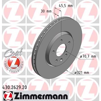 Слика на кочионен диск ZIMMERMANN COAT Z 430.2629.20 за Opel Astra GTC 1.6 - 180 коњи бензин