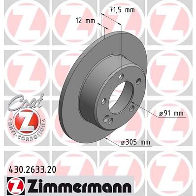 Слика на кочионен диск ZIMMERMANN COAT Z 430.2633.20 за Opel Movano B Box 2.3 CDTI [RWD] - 150 коњи дизел