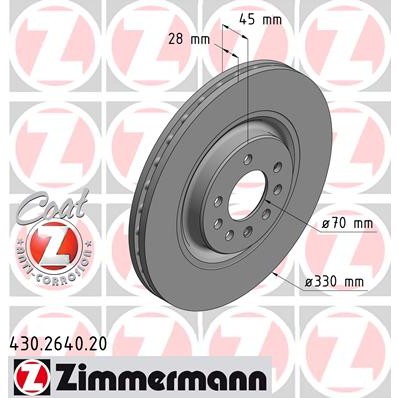 Слика на кочионен диск ZIMMERMANN COAT Z 430.2640.20 за Opel Corsa E 1.4 Turbo (08, 68) - 150 коњи бензин