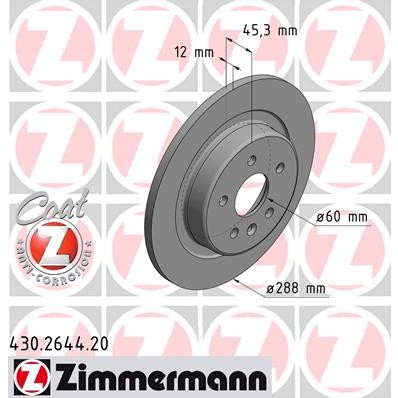 Слика на кочионен диск ZIMMERMANN COAT Z 430.2644.20 за Opel Astra K Sports Tourer (B16) 1.6 Turbo (35) - 200 коњи бензин