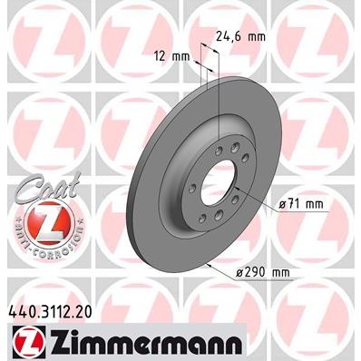 Слика на кочионен диск ZIMMERMANN COAT Z 440.3112.20 за Citroen C5 TD Break 2.0 HDi 165 - 163 коњи дизел