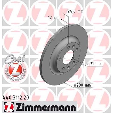 Слика на кочионен диск ZIMMERMANN COAT Z 440.3112.20 за Peugeot 407 SW 2.0 HDi 135 - 136 коњи дизел
