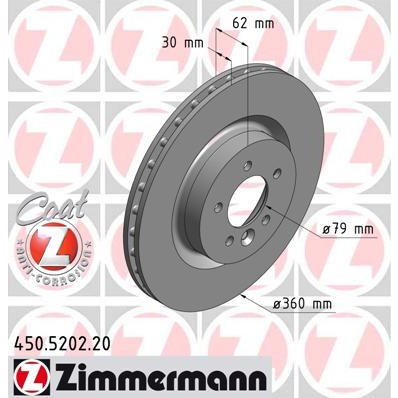Слика на кочионен диск ZIMMERMANN COAT Z 450.5202.20 за Range Rover Sport (LS) 5.0 V8 4x4 - 506 коњи бензин