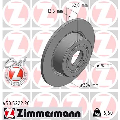 Слика на Кочионен диск ZIMMERMANN COAT Z 450.5222.20