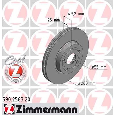 Слика на кочионен диск ZIMMERMANN COAT Z 590.2563.20 за Toyota Avensis Station Wagon (T22) 1.8 VVT-i - 129 коњи бензин