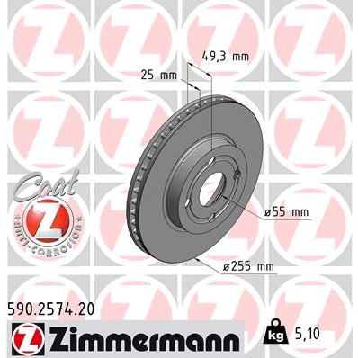 Слика на Кочионен диск ZIMMERMANN COAT Z 590.2574.20