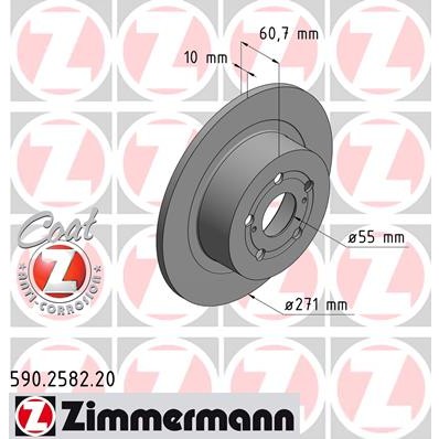 Слика на кочионен диск ZIMMERMANN COAT Z 590.2582.20 за Toyota Avensis Liftback (T22) 1.6 VVT-i - 110 коњи бензин