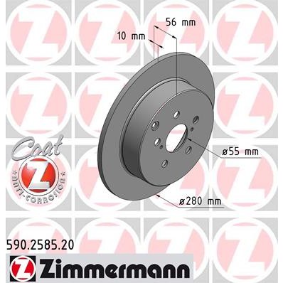 Слика на кочионен диск ZIMMERMANN COAT Z 590.2585.20 за Toyota Avensis Saloon (T25) 2.4 - 163 коњи бензин