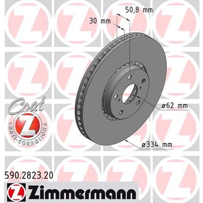 Слика на кочионен диск ZIMMERMANN COAT Z 590.2823.20 за Lexus IS C (GSE2) 250 - 208 коњи бензин