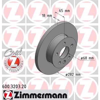 Слика на кочионен диск ZIMMERMANN COAT Z 600.3203.20 за VW Transporter T4 Bus 2.4 D Syncro - 78 коњи дизел