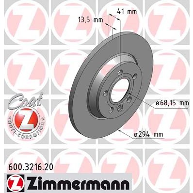 Слика на кочионен диск ZIMMERMANN COAT Z 600.3216.20 за VW Transporter T4 Bus 2.4 D Syncro - 78 коњи дизел